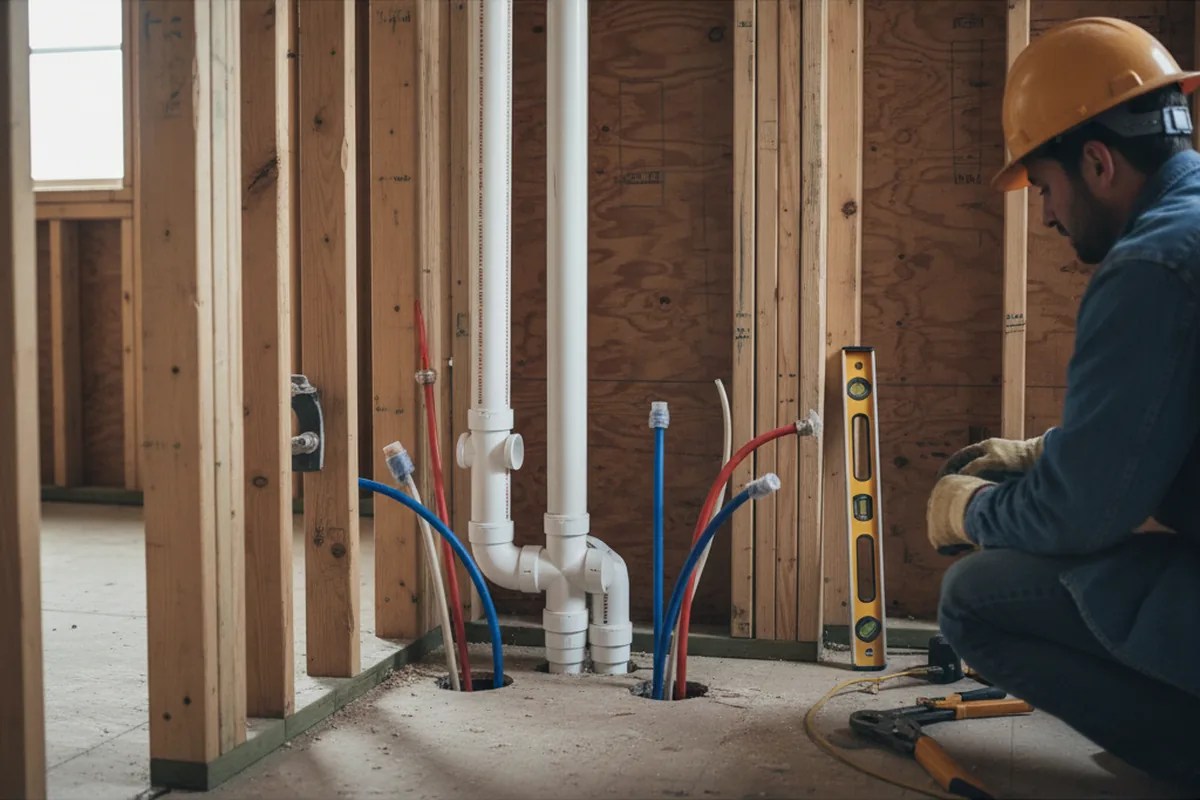 Drain and supply rough-in during Leak Detection in Westfield